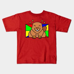 Funny cartoon beaver Kids T-Shirt